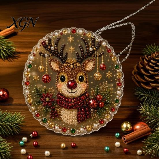 Crafting Kits for Adults Kids Christmas Faux Pearl Painting Hanging Ornament Kit, DIY 3D Beads Multi Layered Bead Art Craft, Acrylic Gem Board
