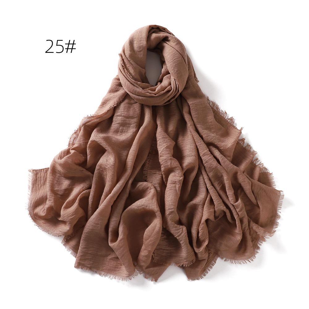 High-Quality Cotton Linen Gauze Scarf: Breathable, Encrypted Sunscreen, Four-Circle Fringe Shawl, Women's Malay Head Scarf
