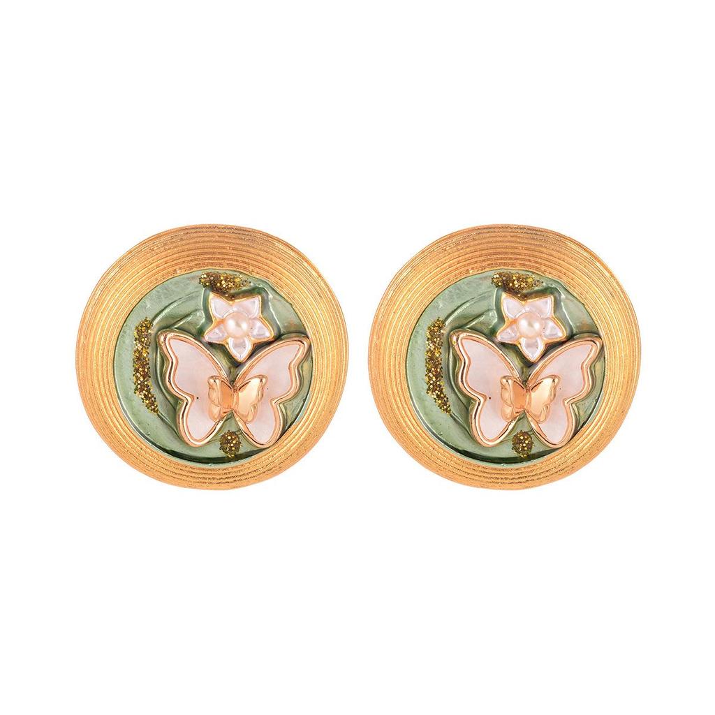 Винтажные серьги-пусеты из барочного жемчуга: Ретро Живопись Маслом и Женские Украшения в Новом Китайском Стиле