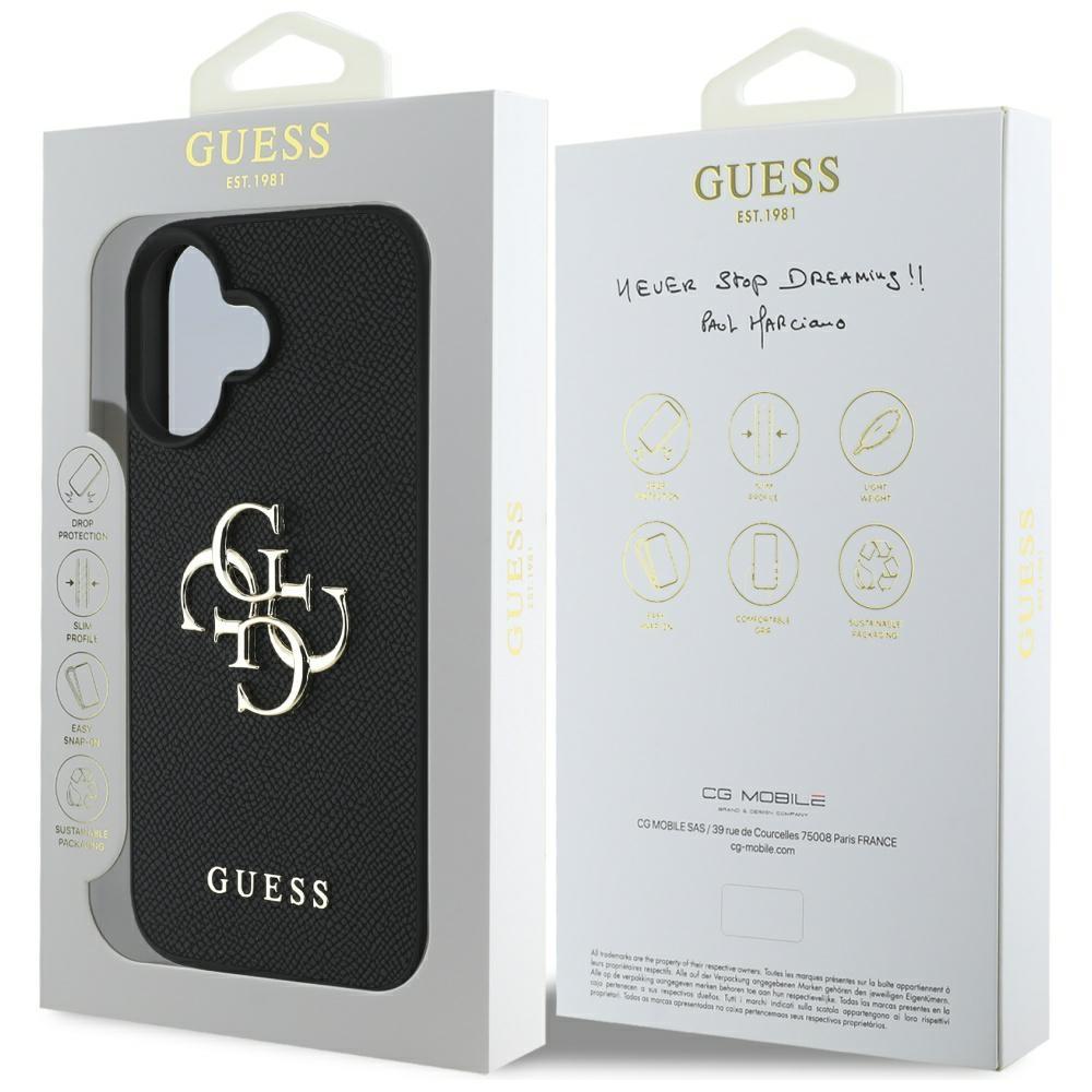 Etui do iPhone 16 Guess Grained Classic Logo Czarne