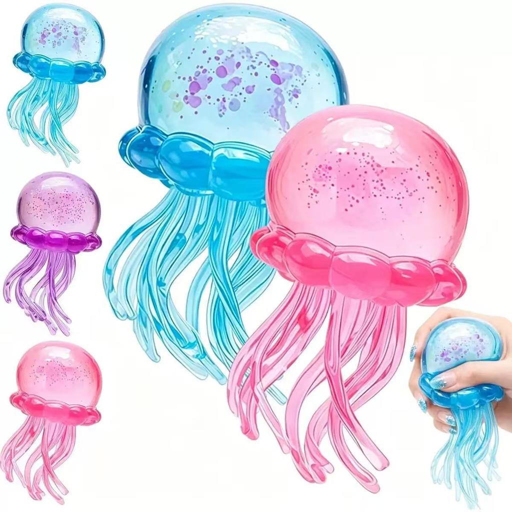 NeeDoh Realistic Jellyfish Jelly Squeeze Sensory Toy for Stress Relief and Anxiety Relief. Suitable for children and adults. Blue.