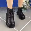 Thick-soled Martin Boots Women's Autumn and Winter New Short Boots Round Head Lace-up Light Muffin Velvet Warm Thick-soled Single Boots