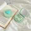 Women Colored Heart Contact Lens Case with Mirror Pink Eyes Care Contact Lens Container Travel Eyewear Accessories Organizer