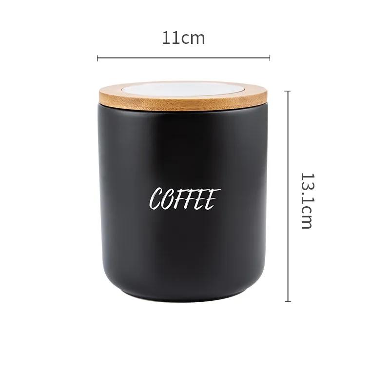 Nordic Home Kitchen Storage Can Simple Coffee Bean Storage Can Wholesale Ceramic Herb Can With Wooden Cover Avoid Light And Vlag Tea Can YLE587