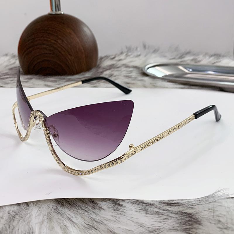 F New frameless dragonfly wing sunglasses, European and American style, diamond-studded sunglasses, celebrity and model runway sunglasses