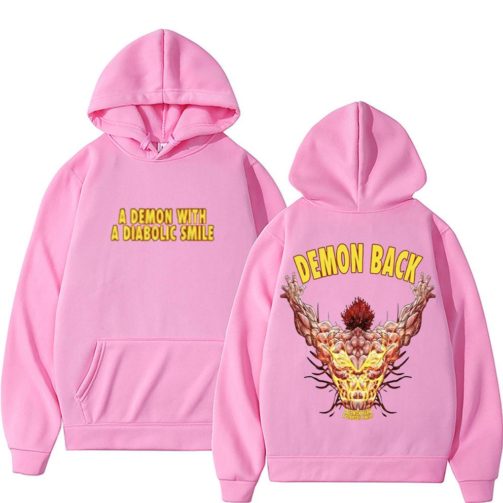 Толстовка с капюшоном с принтом на спине японского аниме «Баки демон»