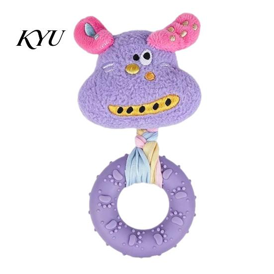 Boredom Buster Toys for Home Squeaky Dog Chew Toy, Rubber Ring with Stuffed Puppy, Safe TPR Material Pet Supplies Interactive Fetch Tug Toy Aggressive