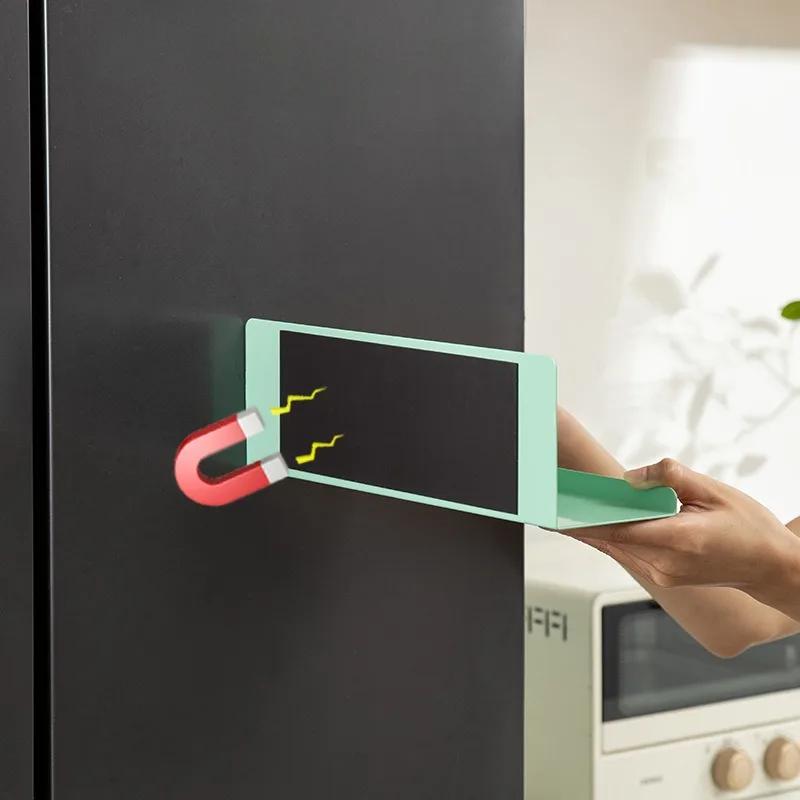 Кухонная магнитная полка для специй на холодильнике, металлическая, без отверстий, подвесная полка для хранения всякой всячины, рамка для организации приправ