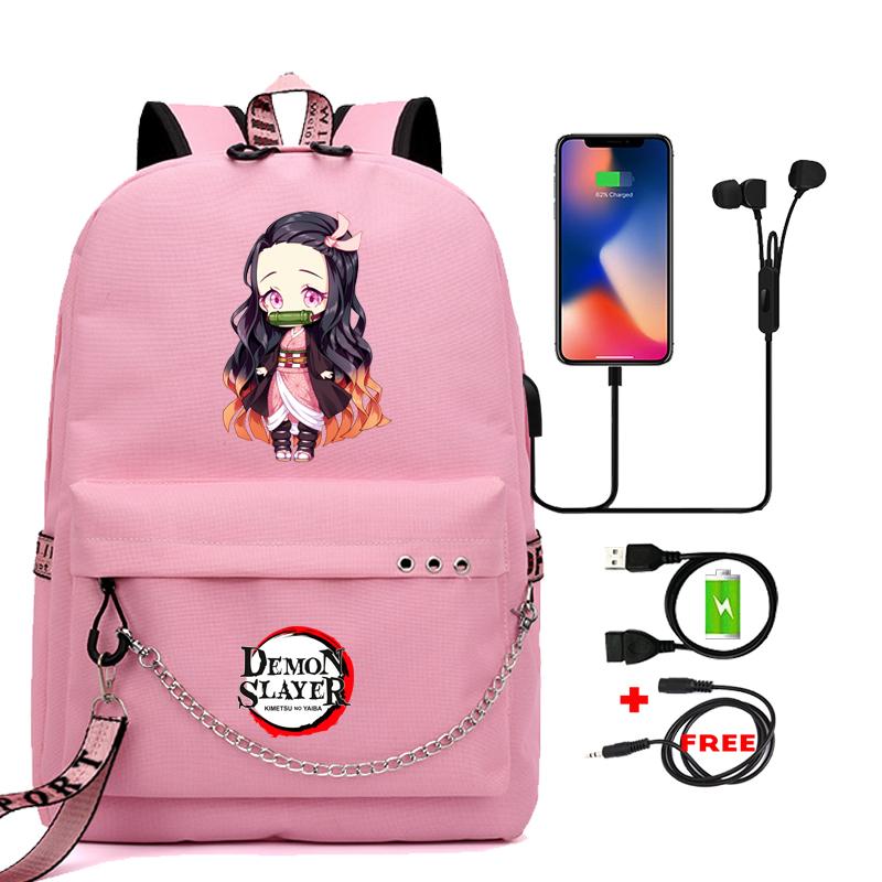 Аниме Demon Slayer Nezuko Bookbag Подростковый рюкзак Школьные ранцы для мальчиков и девочек Mochilas Мультяшный принт Сумка для ноутбука Снова в школу Рюкзак