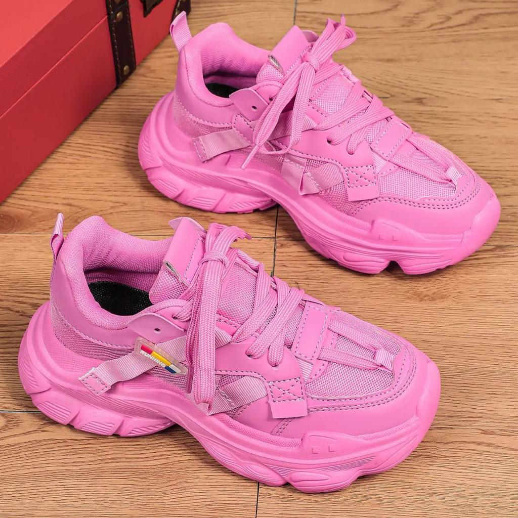 Модные массивные женские туфли на платформе, повседневные кроссовки, сетчатые кроссовки для ходьбы, дышащие, модные, платформа, "папины" кроссовки, на шнуровке