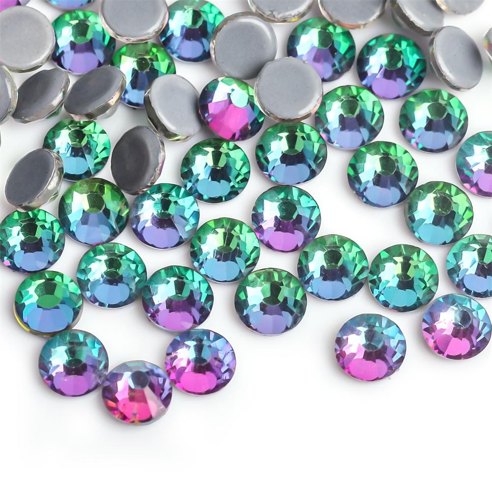 SS6-SS30 40 цветов кристалл AB лучше DMC горячая фиксация стразы, стеклянные стразы горячая фиксация термоприклеиваемые стразы швейные и тканевые украшения