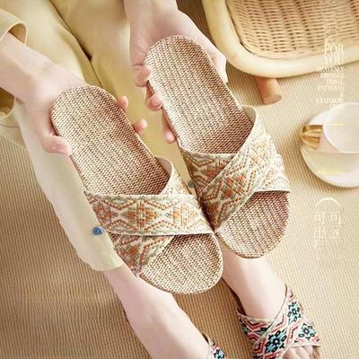 «Женские нескользящие бесшумные домашние тапочки из хлопка и льна»