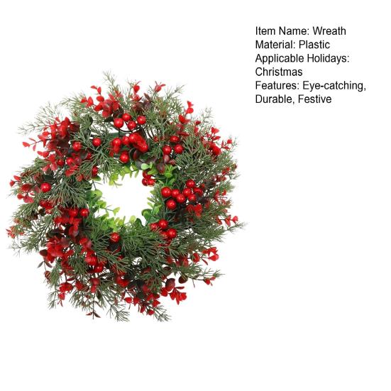 Рождественский венок из искусственных ягод, сосны, рождественская гирлянда для дома и улицы, украшение для входной двери, камина, спальни, балкона, столовой, вечеринки