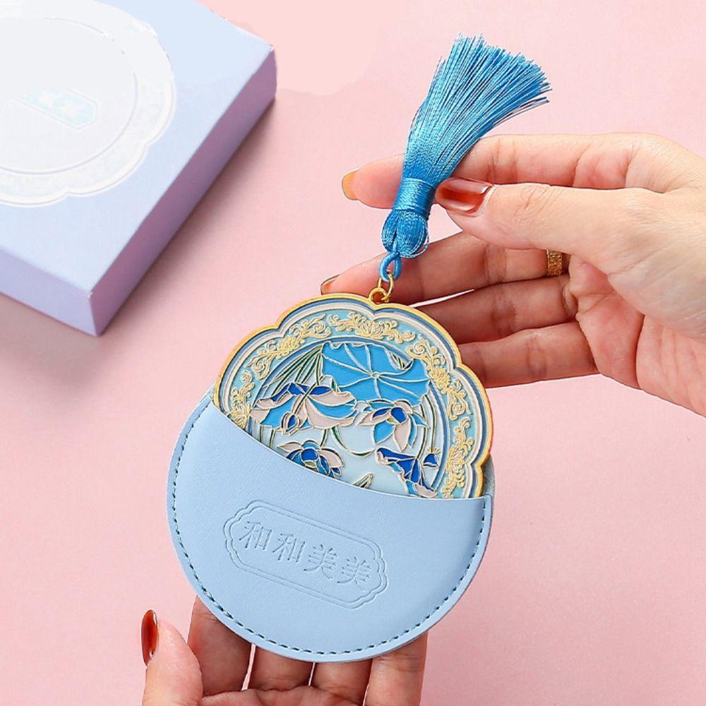 Ручное косметическое зеркало с рельефным узором, изысканное карманное зеркало в китайском стиле для макияжа