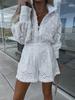 23 года ЕС/США летний однотонный кружевной костюм с шортами 23014: Стильный однобортный пиджак с воротником-стойкой