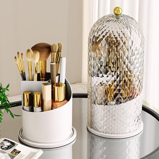 Держатель зубной щетки с крышкой, органайзер для хранения косметики, пылезащитный вращающийся на 360 градусов держатель для зубной щетки и кистей для макияжа