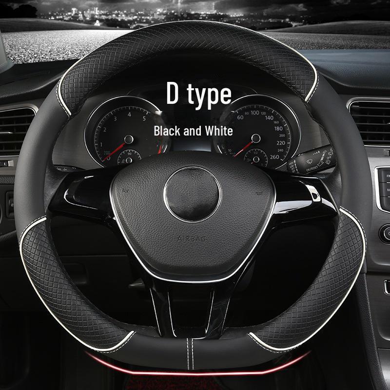 Универсальный кожаный чехол на руль автомобиля с ромбовидной сеткой: Защита на все четыре сезона