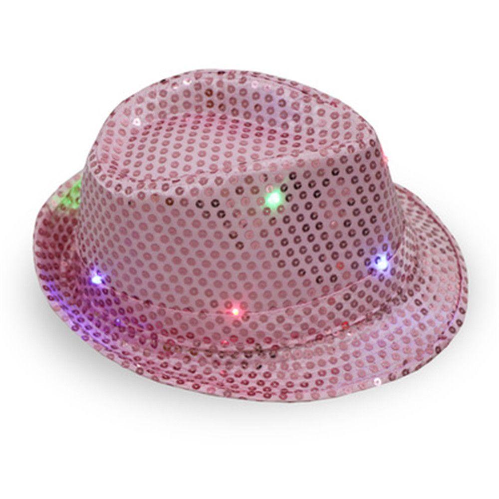 Новое модное платье для танцевальной вечеринки со светодиодной вспышкой Fedora Trilby Sequin Panama Cap Jazz Hat