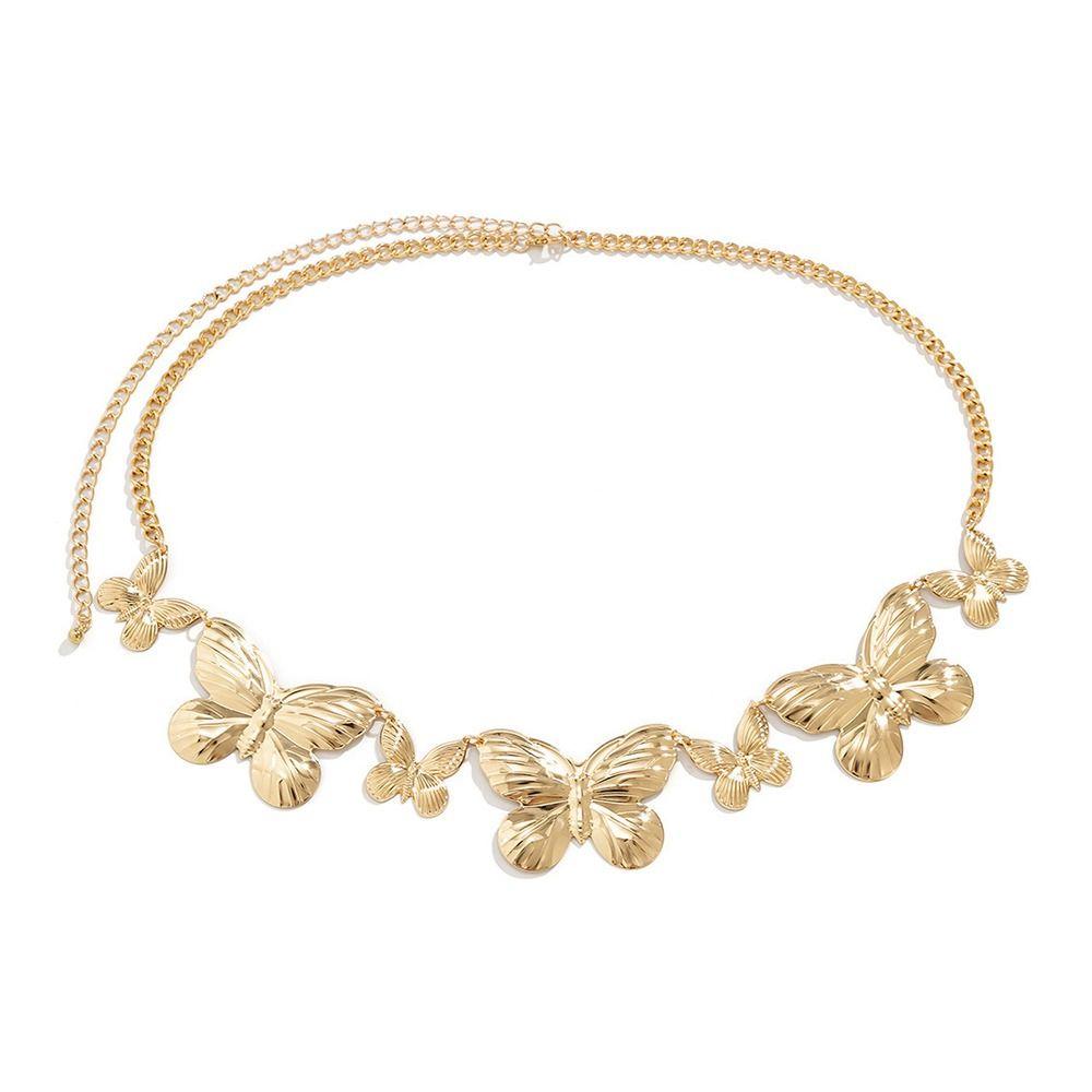 Золотая цепочка-бабочка на талию, панк-цепочка для платья, универсальный пояс для женщин