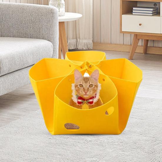 Войлочное гнездо для кошек, изменяющая форму игрушка-туннель для кошек, полуокружающая кошачья нора, складная кровать для домашних животных, домик для котят, щенков, кроликов и мелких животных