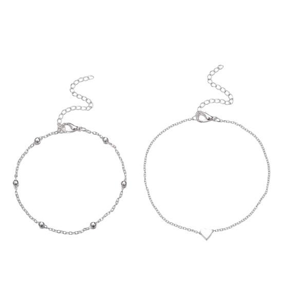 Женский ножной браслет, полая цепочка, регулируемый легкий зажим в форме сердца, двухслойное медное украшение на щиколотке, гальваническое покрытие