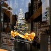1Pc Home Windows Large Bow Sticker DIY PVC 40x55CM Xmas Tree Christmas Window Decal Golden Christmas Tree