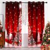 Happy New Year Christmas Curtain Traditional Festival Snow Tree Living Room Bedroom Window Curtains Kitchen Drapes