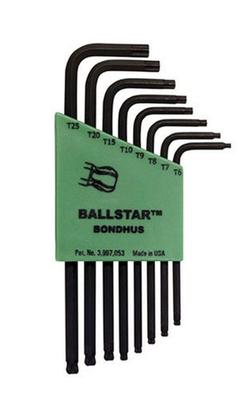 Сделано в BONDHUS Набор L-образных ключей Ball Point Black Oxide LTX8S 11331 США, Набор L-образных ключей Torx® Ballstar™, Отделка, 8 штук (Т6, Т7, Т8, Т9, Т10, Т15, Т20, Т25) Нет.
