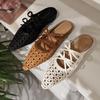 Fashion New Mesh Women Flats Pointed Toe Slippers Fad Breathable Mules Shoes 2025 Casual Slingback Sandals Summer Slides Lady Flip-flops