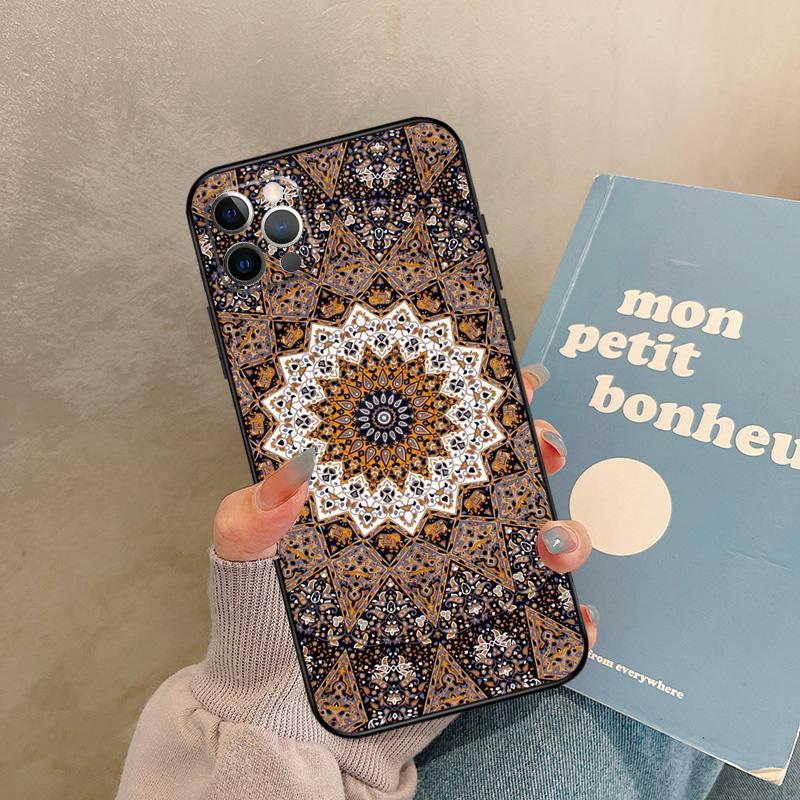 Чехол с индийским узором мандала для iPhone 17 Air 15 14 13 12 11 16 Pro Max 13 mini XR 15 16 Plus 16e Задняя крышка
