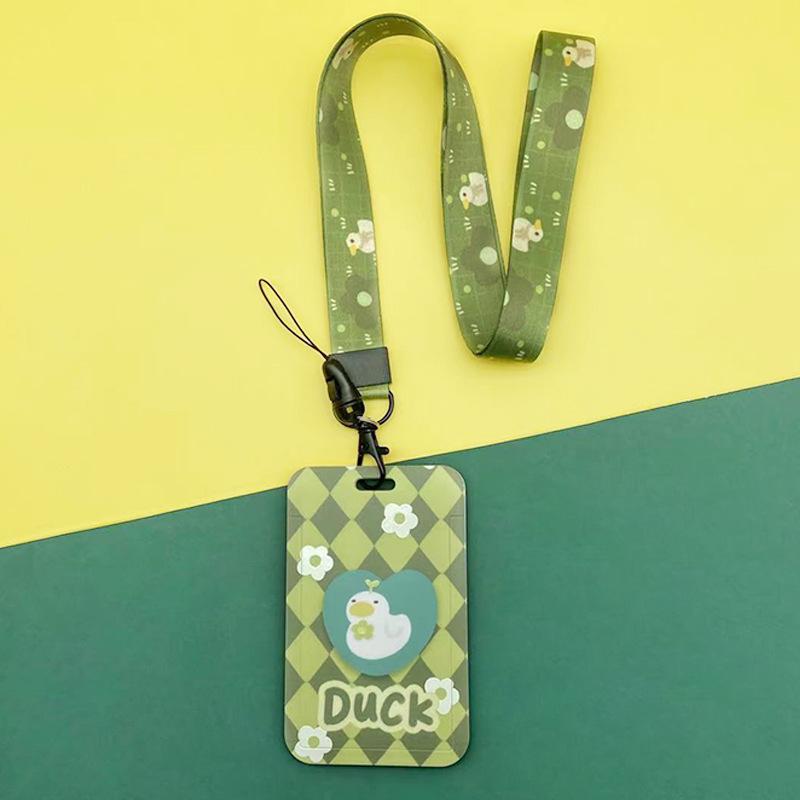 Kawaii Cartoon Slide Case ID Tag Working Permit Cover Sleeve Bear Rabbit Prints Working Permit Name Card Badge Holder