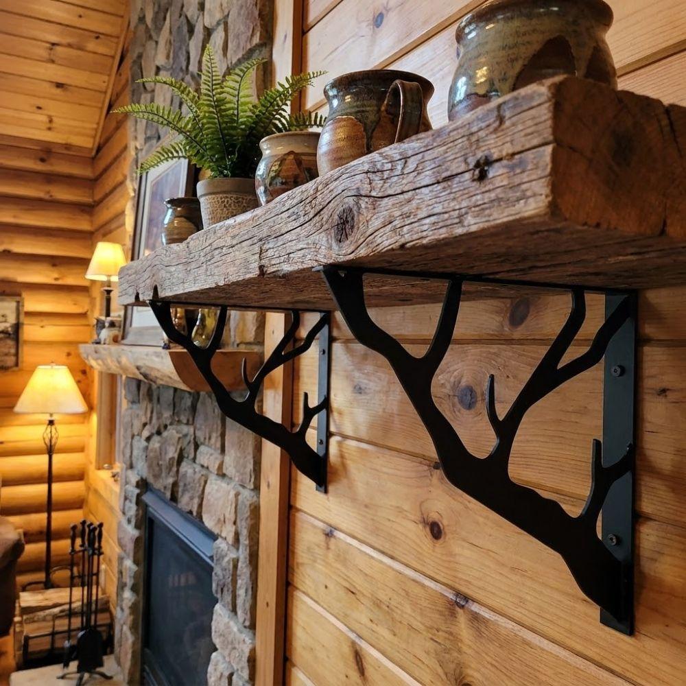 2Pcs Cast Iron Metal Shelf Brackets Tree Shaped Decorative Shelf Bracket  Home Decor