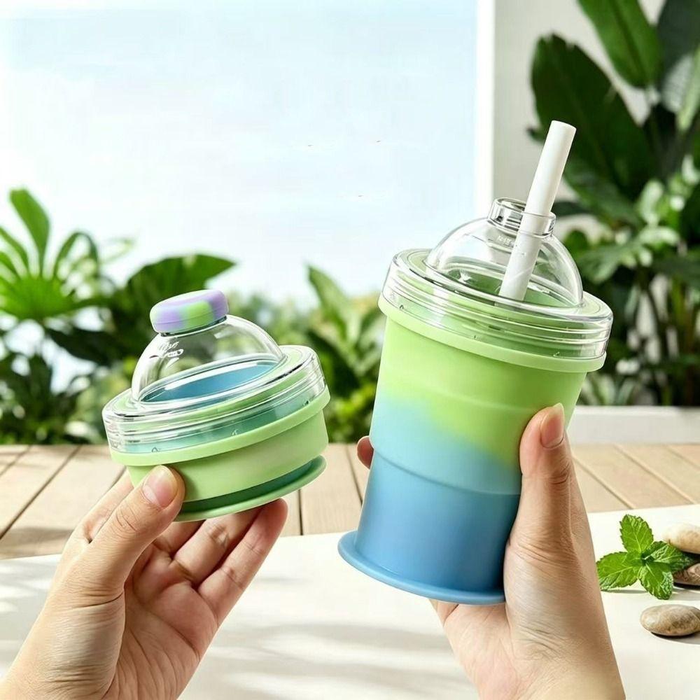 Silicone Foldable Ice Ball Cup Food Grade Collapsible Silicone Cup Portable Travel Tumbler  Office