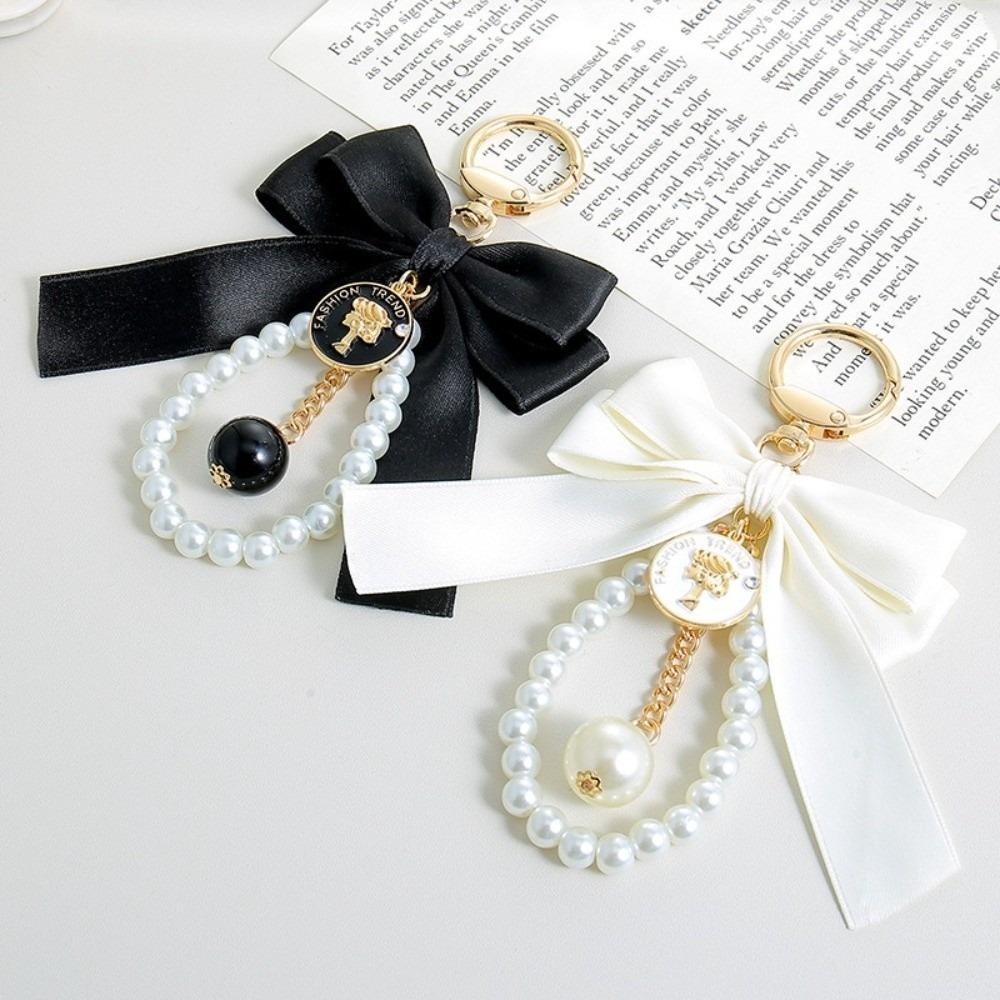 Pearl Chain Bow Key Chain Big Bow Car Key Holder Fashion Car Keychain