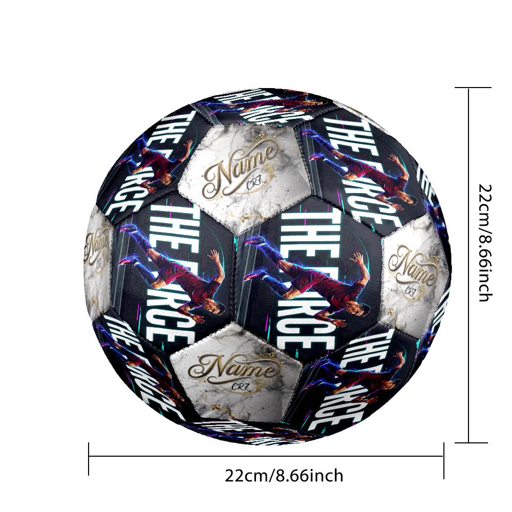 CR7 Ronaldo's Iconic Number Seven Customized Name Size 5 Soccer football Machine Sewn Indoor/Outdoor Training and Matches Perfect for Customized Gifts