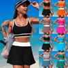 Summer Two Piece Bikini Fashion Solid Color Short Skirt Split Swimsuit Women High Waist Beach Bikini Set