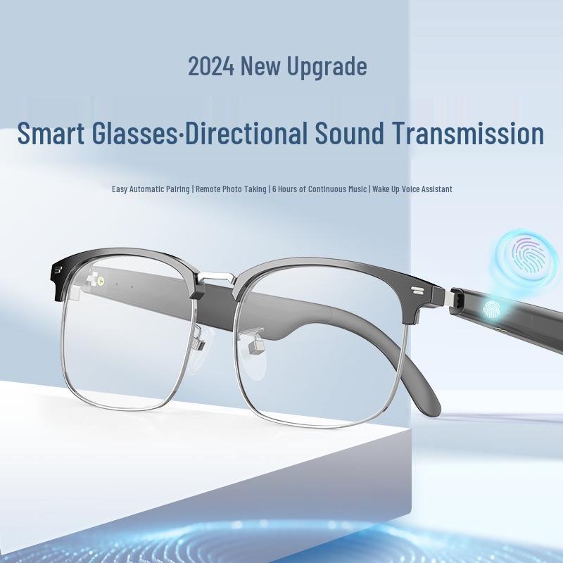 AI Smart Bluetooth Glasses: Gold Open-Ear, Anti-Blue Light, Translation, Calls, Music