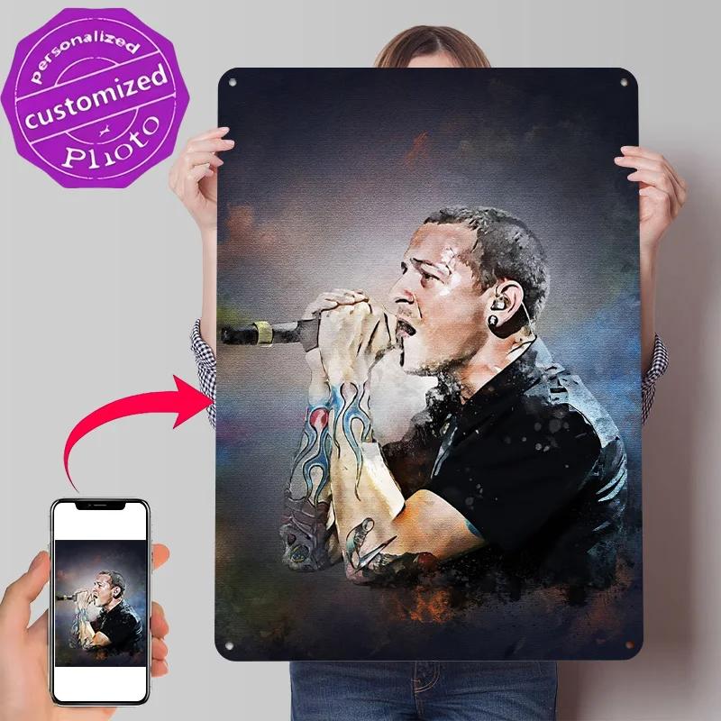 Chester Bennington D Printed Texture Poster Personalized Wall Art Retro Metal Tin Signs for Interior Accessories Room Decor