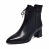 Pointed High-heeled Women's Boots Autumn and Winter New Lace-up Side Zipper First-layer Cowhide Fashion Boots Slim Women's Medium Boots
