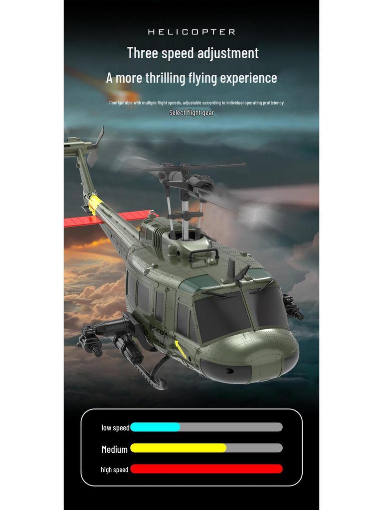 UH-1 Шестиканальный Бесфлайбарный Перевернутый Трюковой Вертолет на Радиоуправлении Игрушка