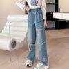 Девичьи джинсы Весенне-осенняя мода Женские прямые брюки Свободные брюки с широкими штанинами Длинные брюки Свободные брюки с принтом