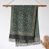 Versatile Retro Flower Pattern Hong Kong Style Imitation Cashmere Women's Warm Scarf Fashion Long Beard Fringed Shawl