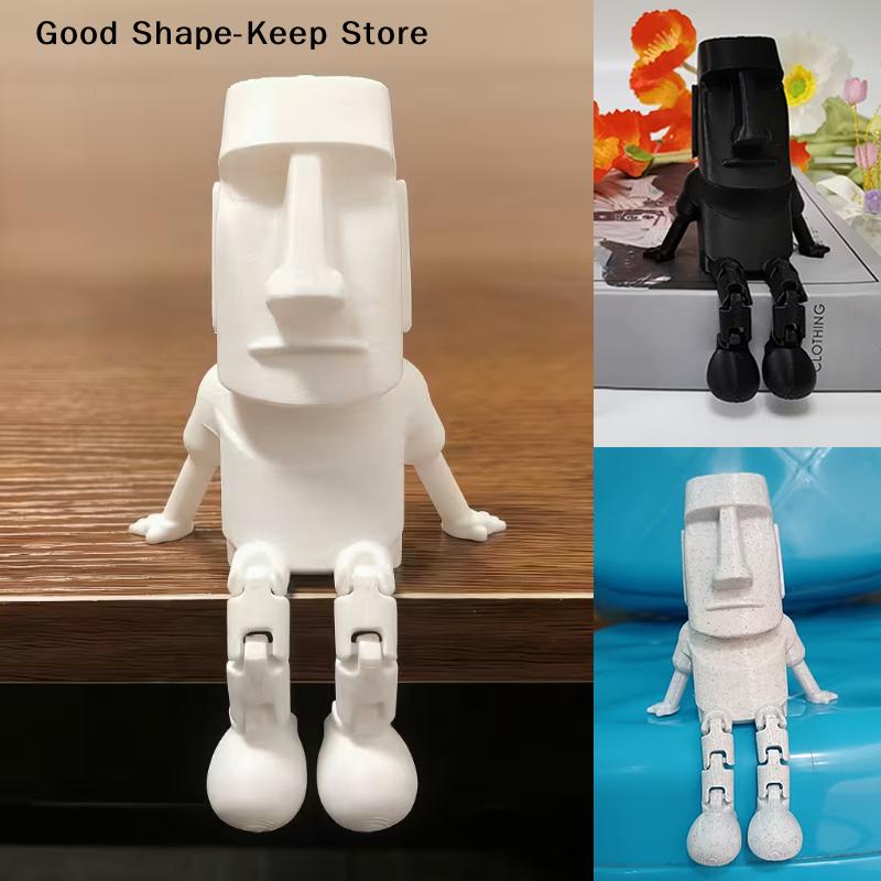 Подвижные суставы Коллекционная фигурка Домашний настольный декор 3D-печатная статуя Моаи Остров Пасхи Моаи Украшение С подарком на вечеринку