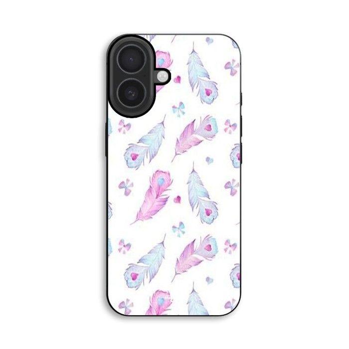 Coque de téléphone - MANIACASE - iPhone 16 Plus - Silicone TPU - Plumes et coeurs - Souple
