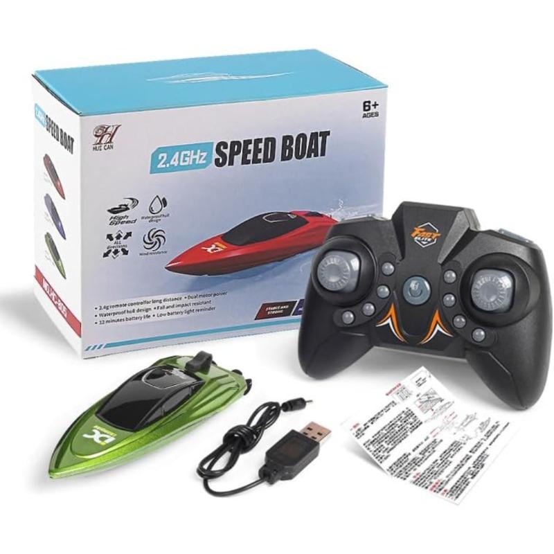 2.4GHz Mini Remote Control RC Boat, 360° Rotation Fast RC Boat Toy for Pools & Lakes, Battery Powered Pool Water Toy for Kid, Ideal Gift