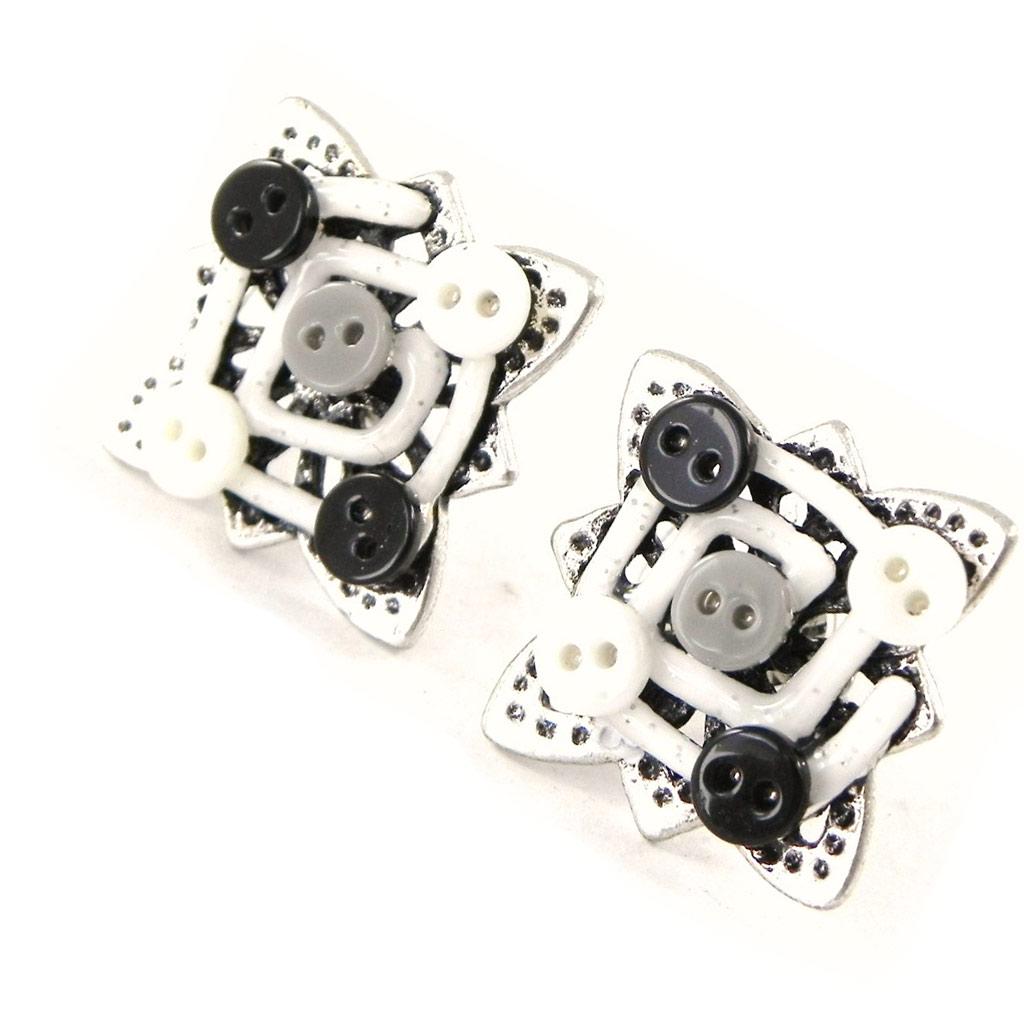 NOA [H8798] - Дизайнерские серьги "Бабушка" черно-белые.