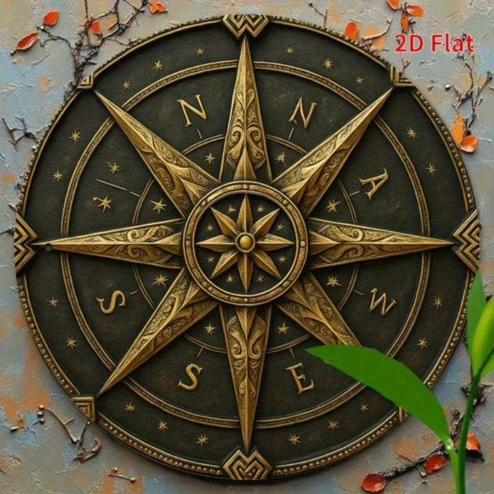 Винтажное Металлическое Настенное Искусство Декор Компас Круглый Железный Дизайн Римские Цифры Звезда