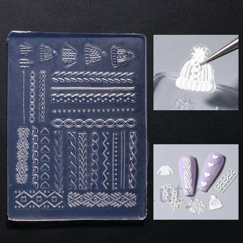 Silicone Nail Art Mold Embossing Patterns Nail Mould Decorations Versatile Jewelry Making Tools Handmade Carving Molds
