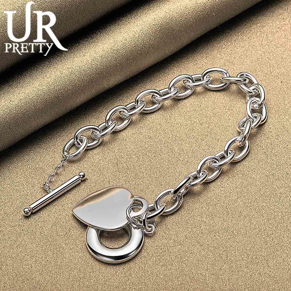 Подвеска в форме сердца из стерлингового серебра 925 пробы с пряжкой OT браслет для свадебной моды свадебные украшения