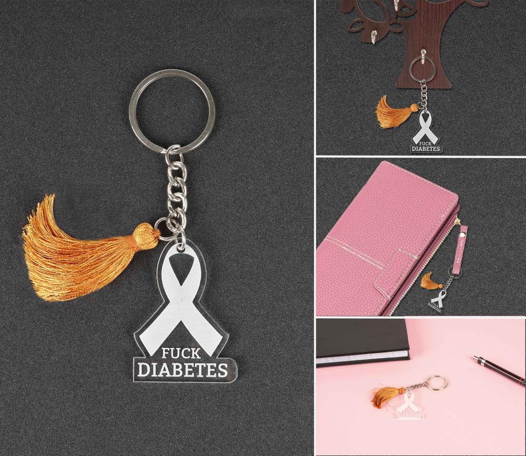 Inkdotpot Смешной брелок, Fcuk Diabetes Акриловый гравированный брелок, Смешная саркастическая новинка для взрослых